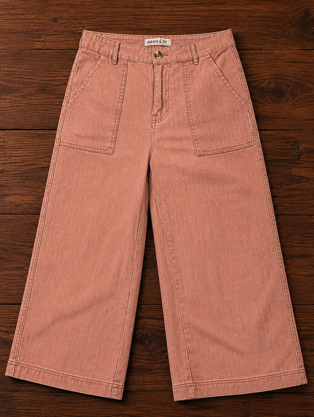 Fourteen & 9th Wide Leg Utility Cropped Pants Deep Pockets Dusty Rose Size S